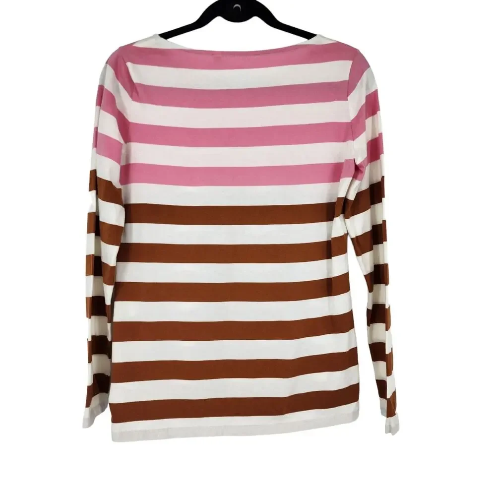 Boden Boatneck Stripe Casual Long Sleeve Cotton Lightweight Shirt Top Size 8